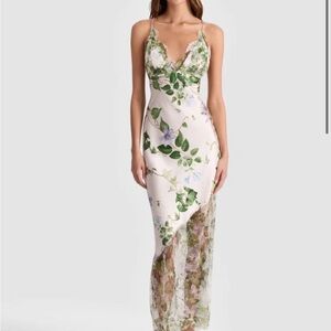 Alice + Olivia Claudia Dress in Green and Cream